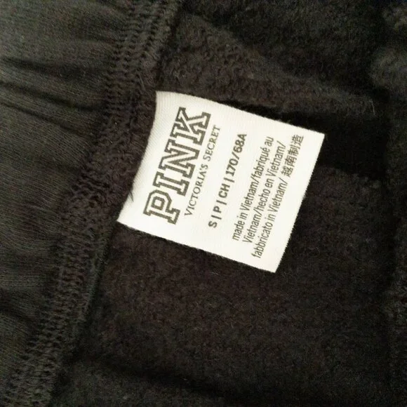 Victorias Secret Pink Black Fleece Shorts With White Logo Elastic Waistband S - Picture 8 of 12